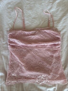 Garage Pink Lace Cami Tank Top